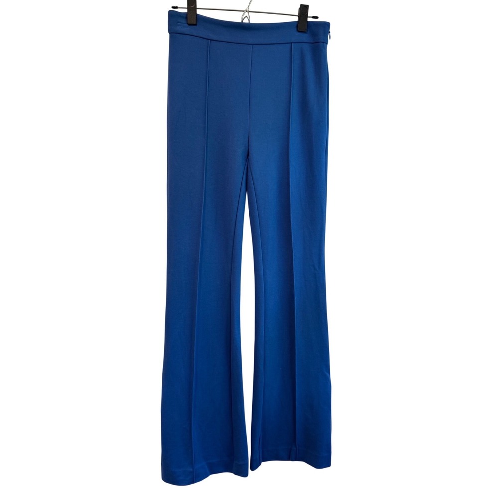Ann‎ Taylor Blue High Waisted Pintuck Flare Leg Trousers Size 2 Side Zip Career